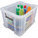 Bankers Box opbergdoos 36 liter, transparant met blauwe handvaten, per stuk verpakt in karton