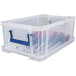 Bankers Box opbergdoos 10 liter, transparant met blauwe handvaten, set van 4 stuks verpakt in carton