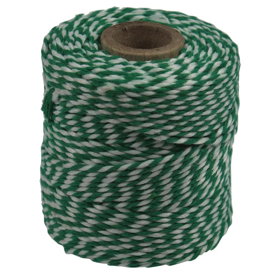 Ficelle de coton, vert-blanc, bobine...