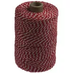 Red and White Cotton Twine, 200 g Spool, Approximately 250 m