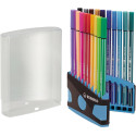 STABILO Pen 68, ColorParade, blauw-grijze doos, 20 stuks in geassorteerde kleuren