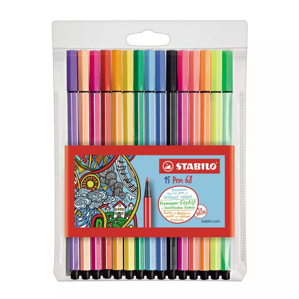 STABILO Pen 68 viltstift, etui van 15...