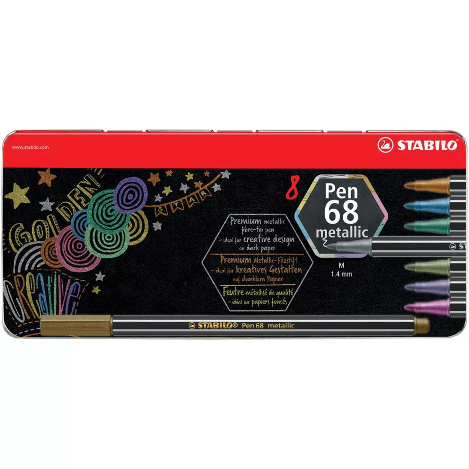 STABILO Pen 68 metallic viltstift, 8...