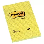 Post-it Notes, ft 102 x 152 mm, geel, geruit, blok van 100 vel