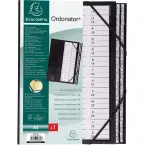 Exacompta trieur rigide Ordonator avec cavaliers plastiques, 26 compartiments, de A à Z, noir