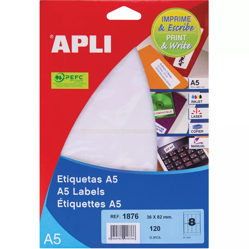 Apli étiquettes blanches Print &...
