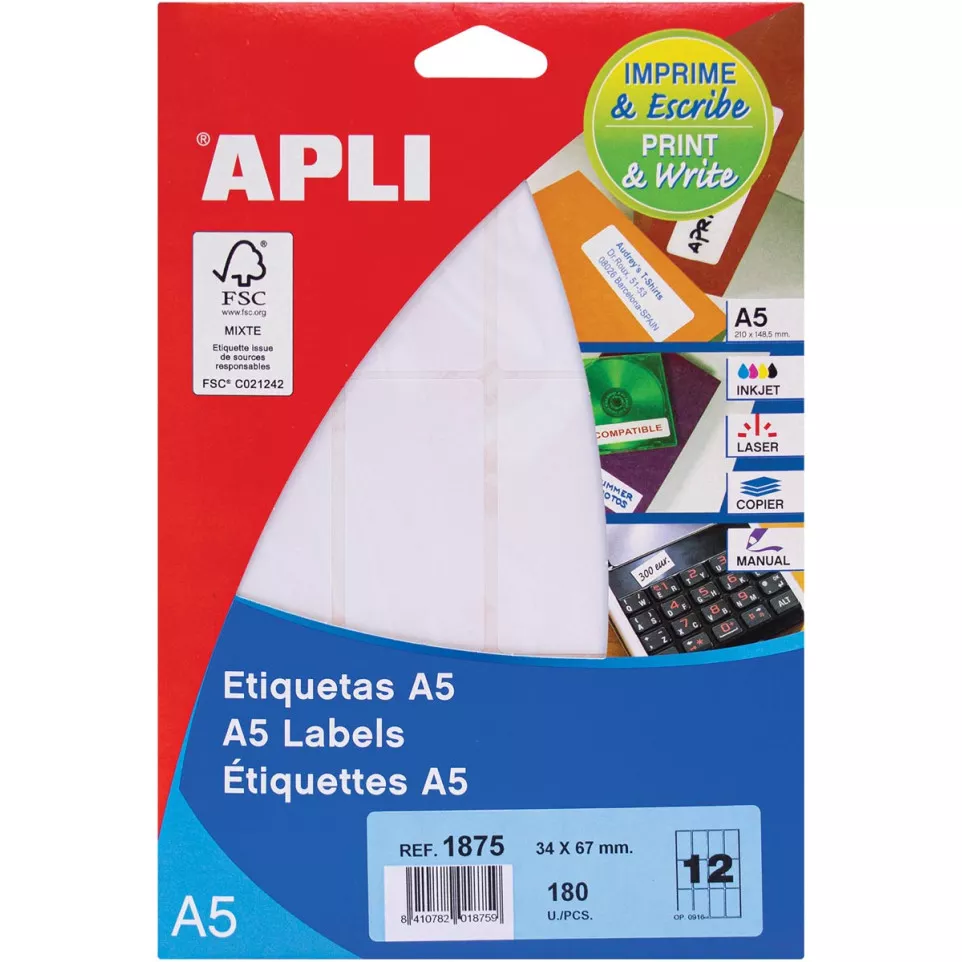 Apli witte etiketten Print & Write ft...