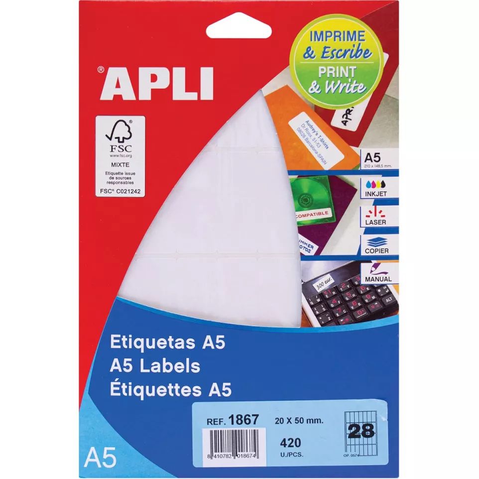 Apli étiquettes blanches Print &...