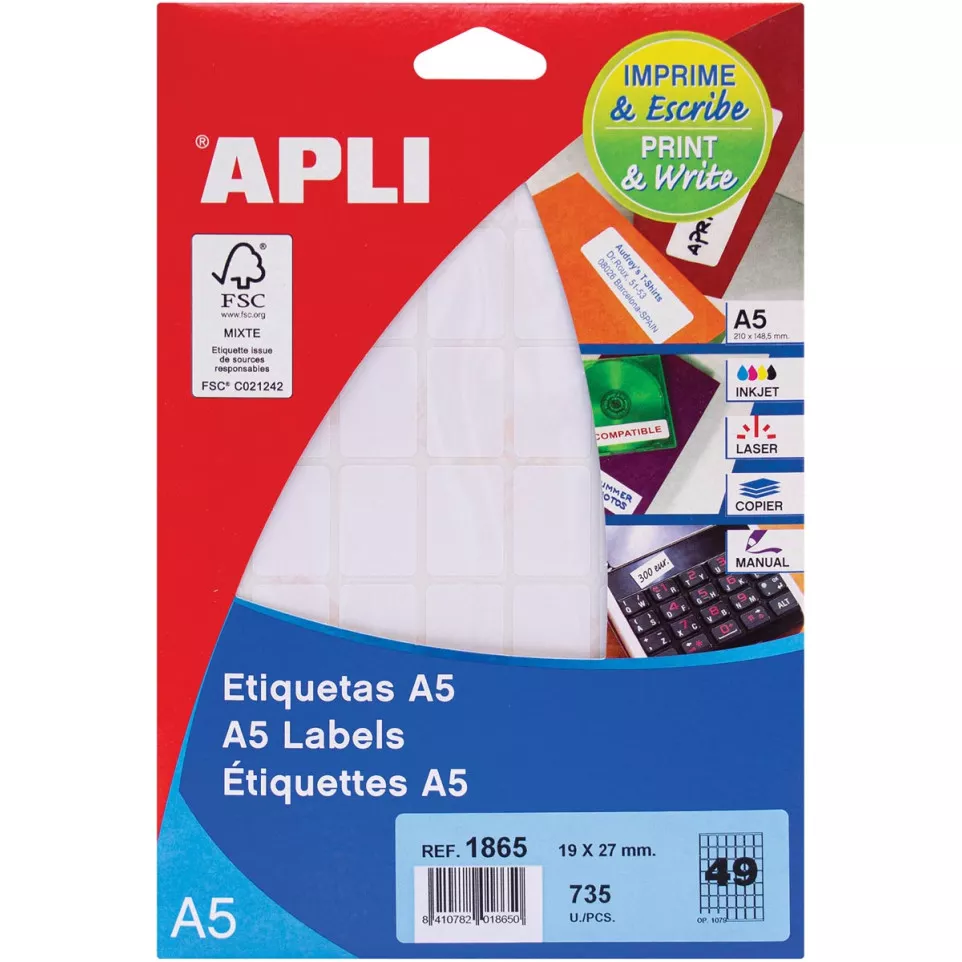 Apli étiquettes blanches Print &...