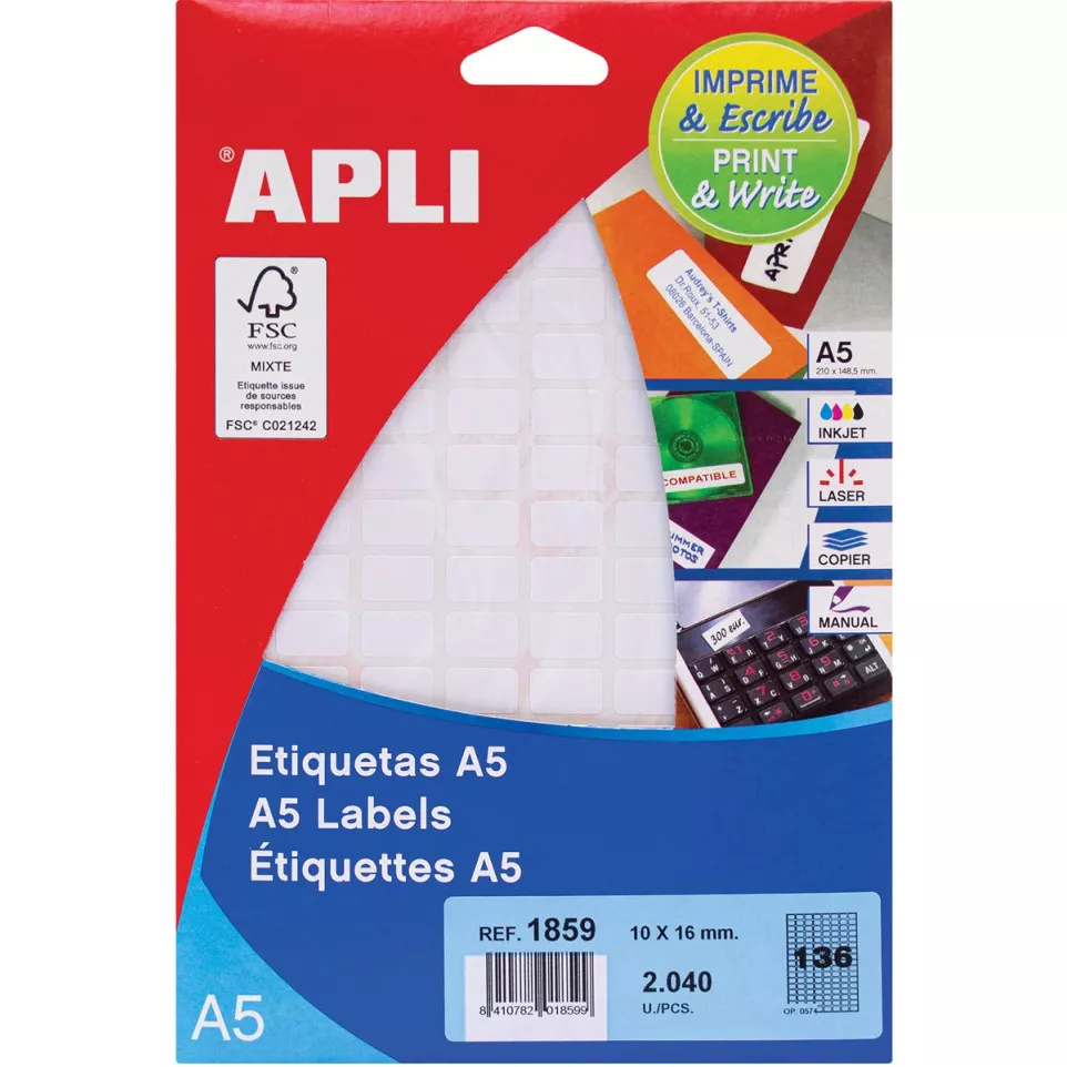 Apli étiquettes blanches Print &...