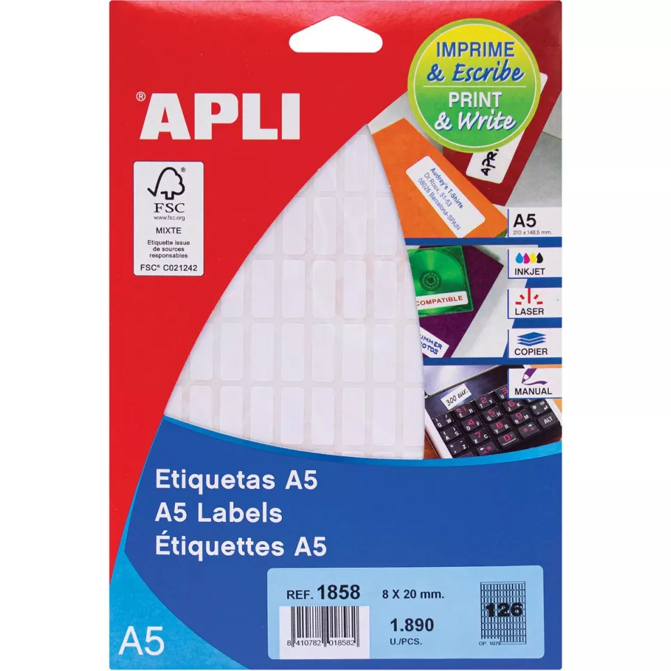 Apli étiquettes blanches Print &...