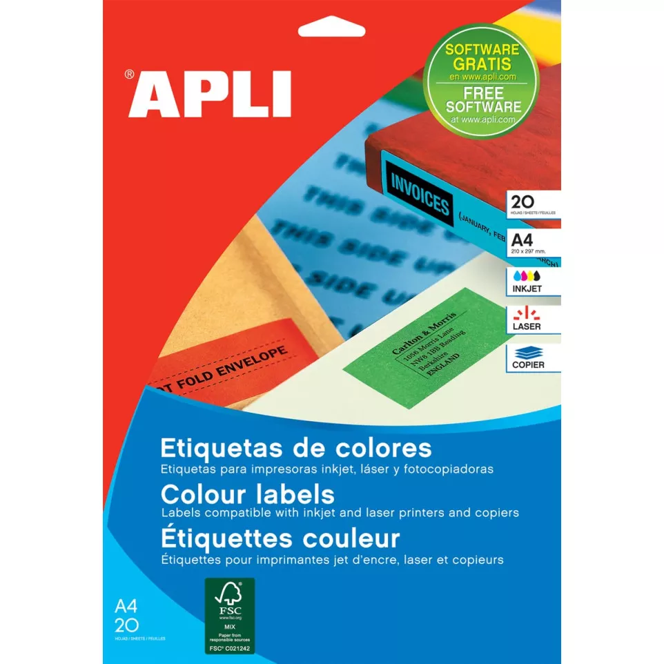 Apli étiquettes colorées ft 70 x 37...