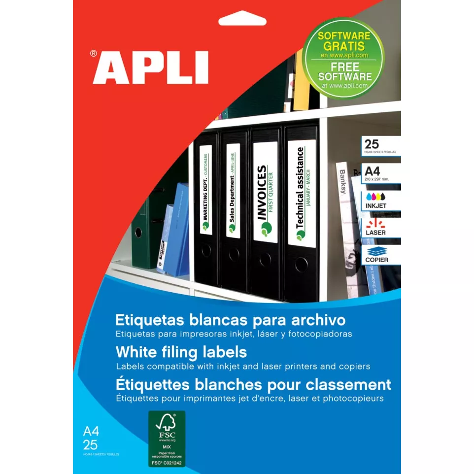 Apli White Labels 190 x 61 mm Rounded...