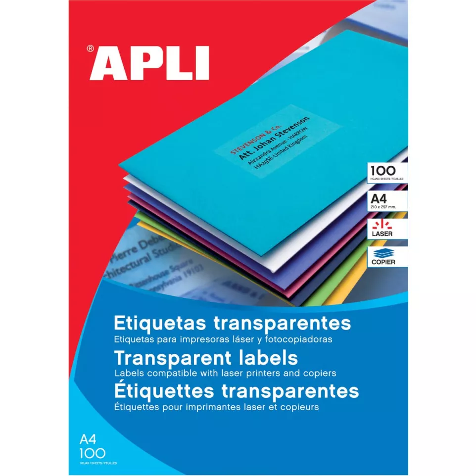 Apli Transparent Labels 210 x 297 mm,...