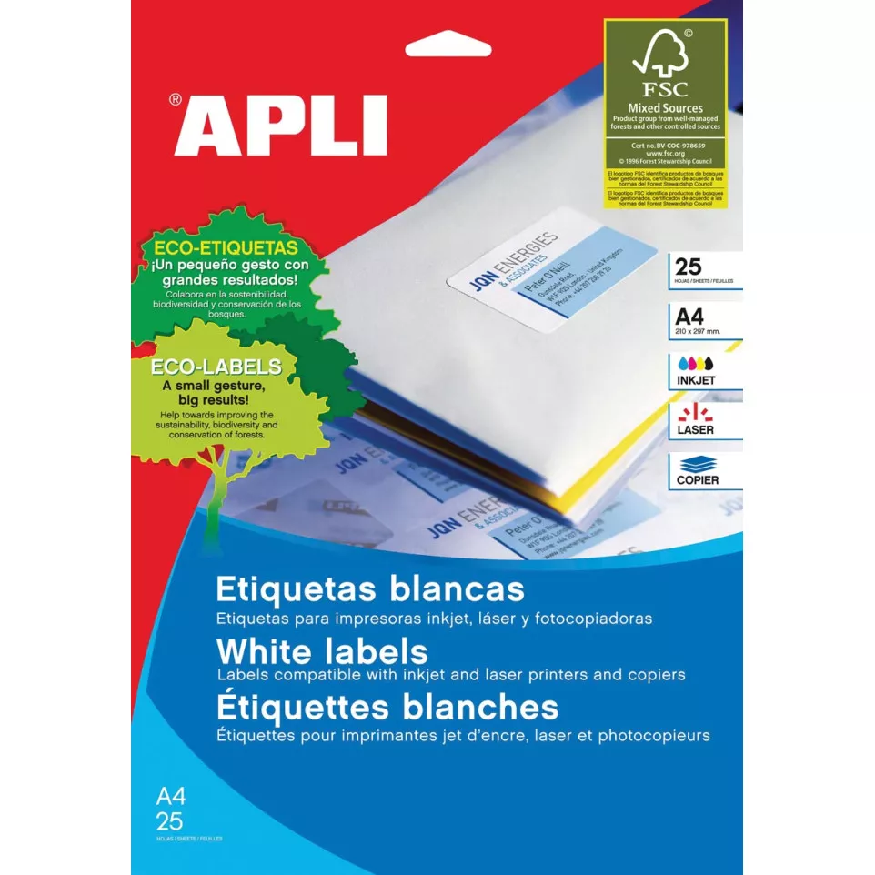 Apli étiquettes blanches ft 210 x 297...