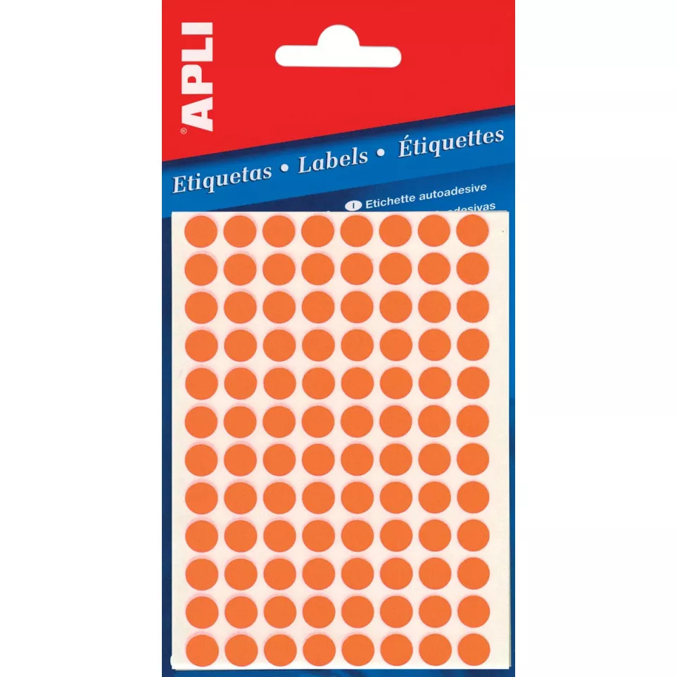 Apli Round Fluorescent Orange Labels...
