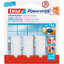Tesa Powerstrips Adhesive Hooks, holds 1 kg, white, pack of 3 hooks and 4 strips