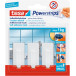 Tesa Powerstrips Adhesive Hooks, holds 1 kg, white, pack of 3 hooks and 4 strips