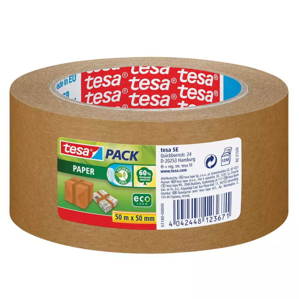 Tesa Paper Packaging Tape, brown, 50...