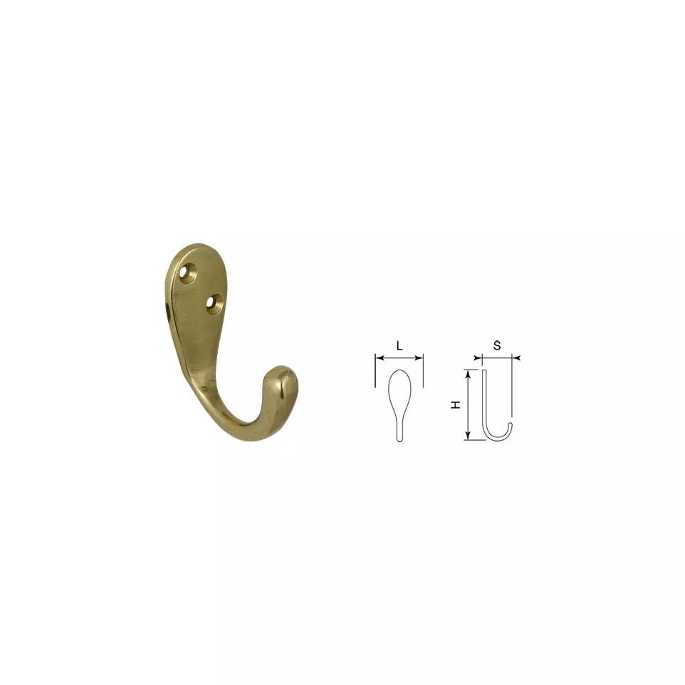 Brass Coat Hook per piece