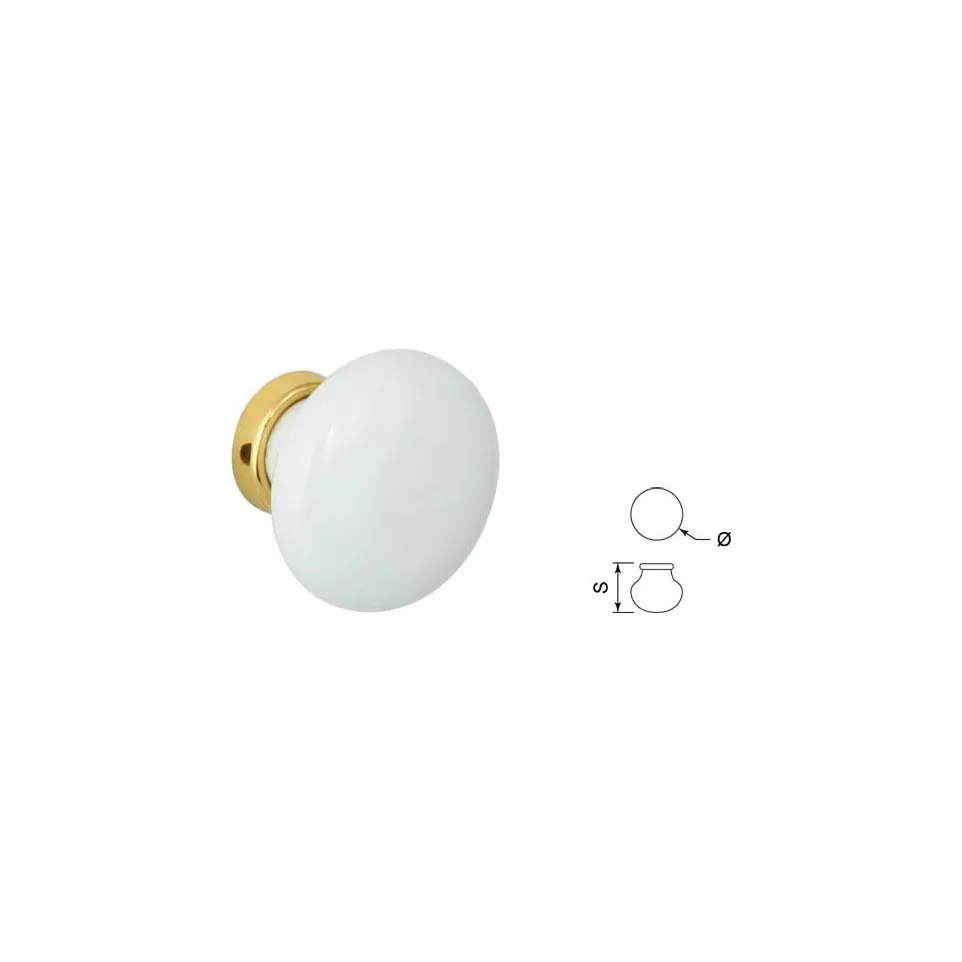 Bouton de meuble en porcelaine blanc...