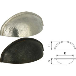 Schelp PURE britannium 96mm verouderd ijzer / pce