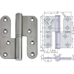 ARLU Stainless Steel Hinge 100/86A Ø16mm 5mm Left Ring per piece