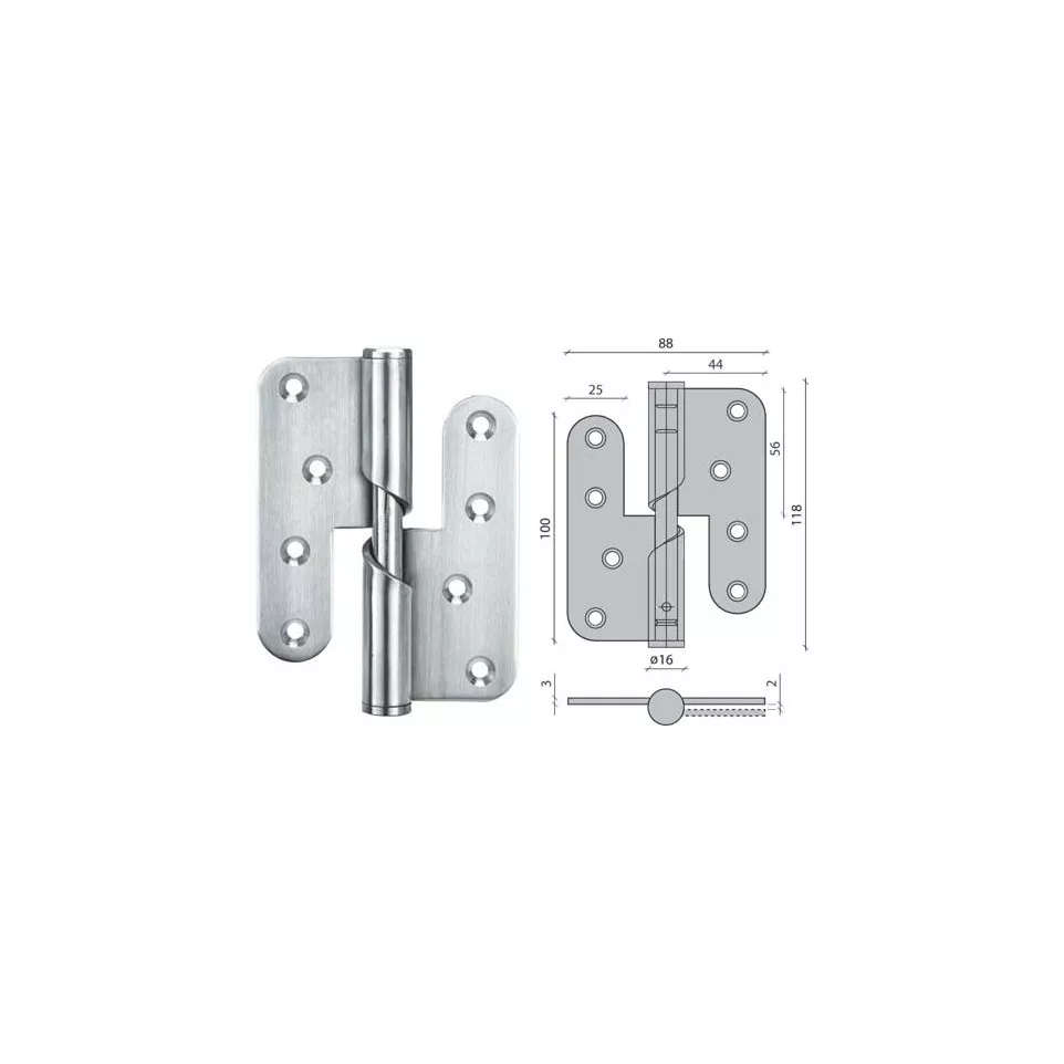 Roestvrij stalen scharnier 88x100mm...