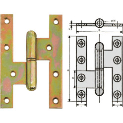 Stalen scharnier 140x90 HGD 138x91 Ø15,5, rechts / pce