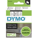 Dymo D1 ruban 6 mm, noir sur transparent
