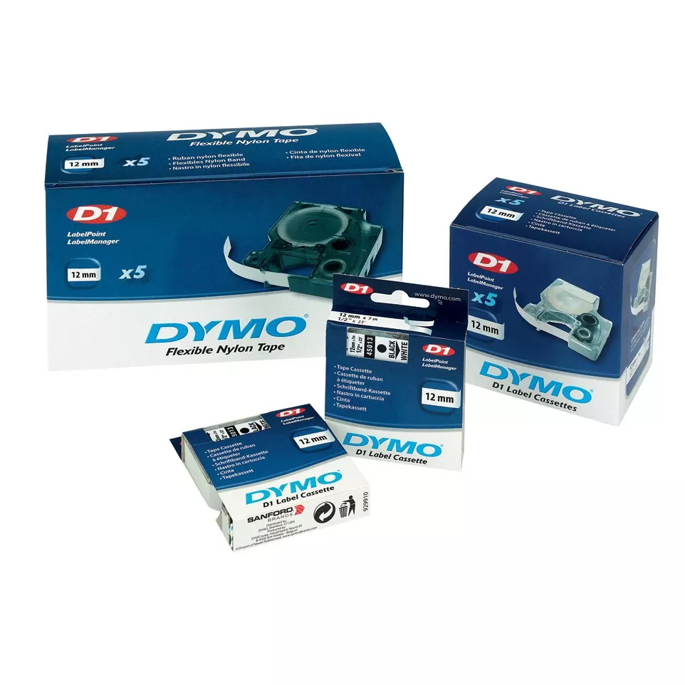 Dymo D1 ruban 6 mm, noir sur transparent