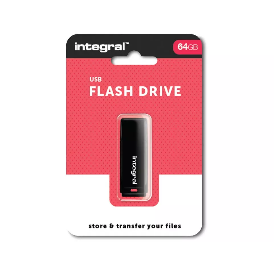 Integral USB 2.0 stick, 64 GB, zwart