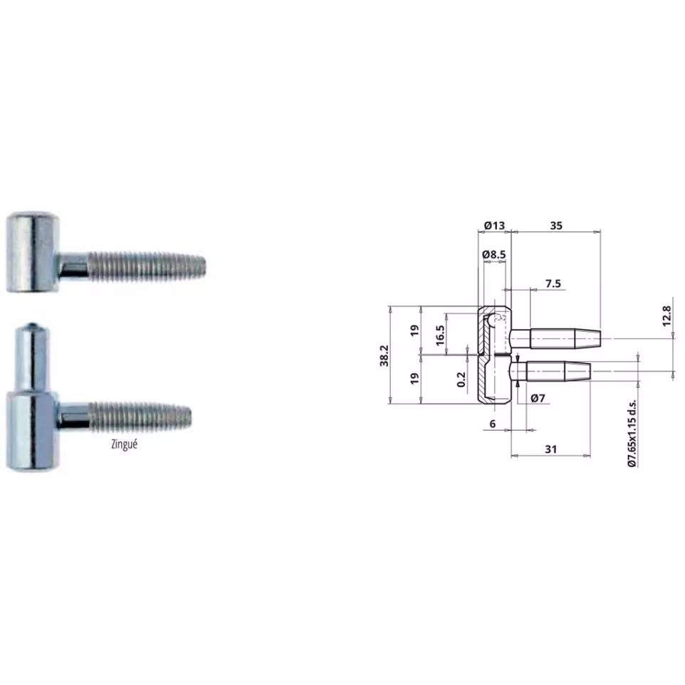 Otlav 030 zilver 13mm steker met...