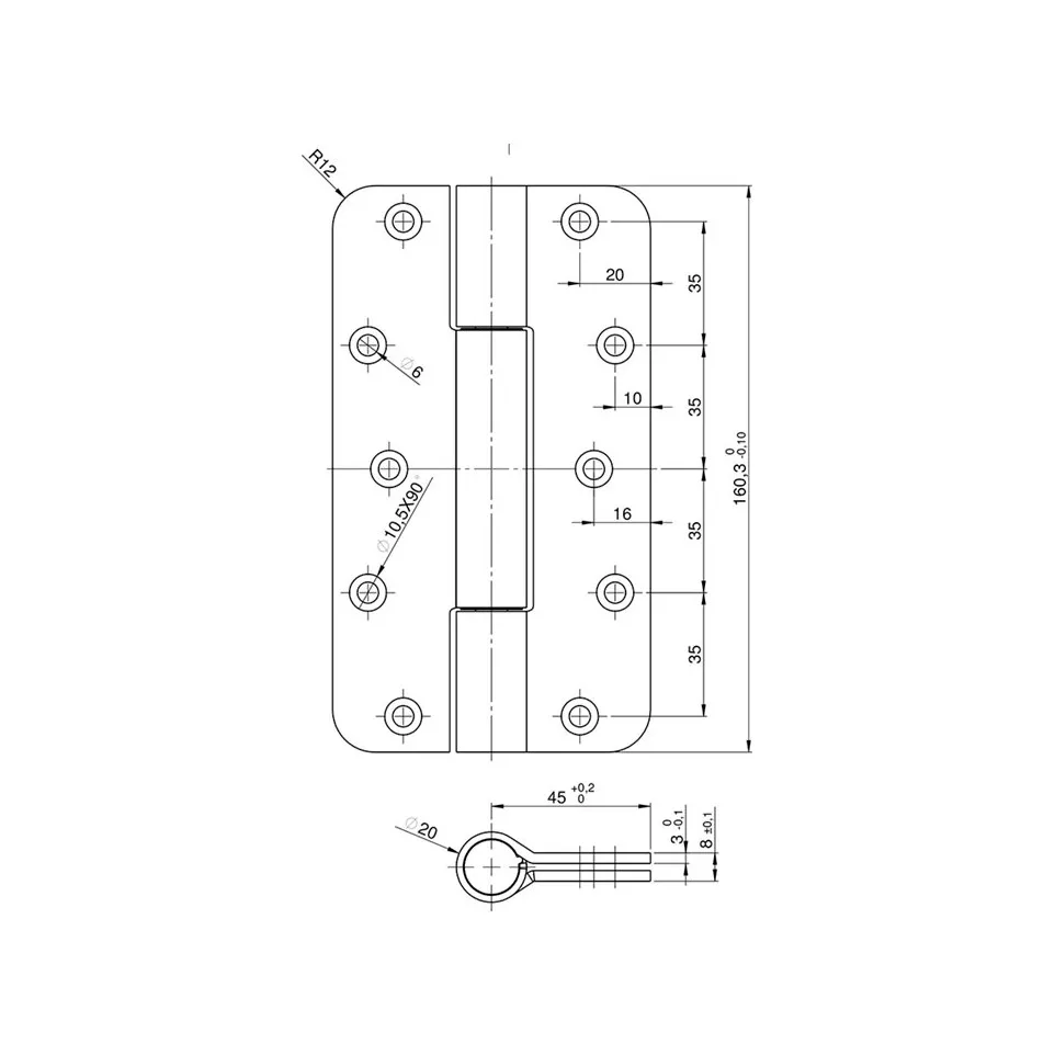 L&L Stainless Steel Hinge 160x90 mm...