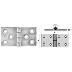 Vierkante scharnier HGD nr. 6 40½ x 74 x 9mm / pce