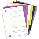 OXFORD MyColour intercalaires, format A4, en PP coloré, 11 trous, 6 onglets