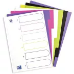 OXFORD MyColour tabbladen, formaat A4, uit gekleurde PP, 11-gaatsperforatie, 6 tabs