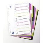 OXFORD MyColour tabbladen, formaat A4, uit gekleurde PP, 11-gaatsperforatie, 10 tabs