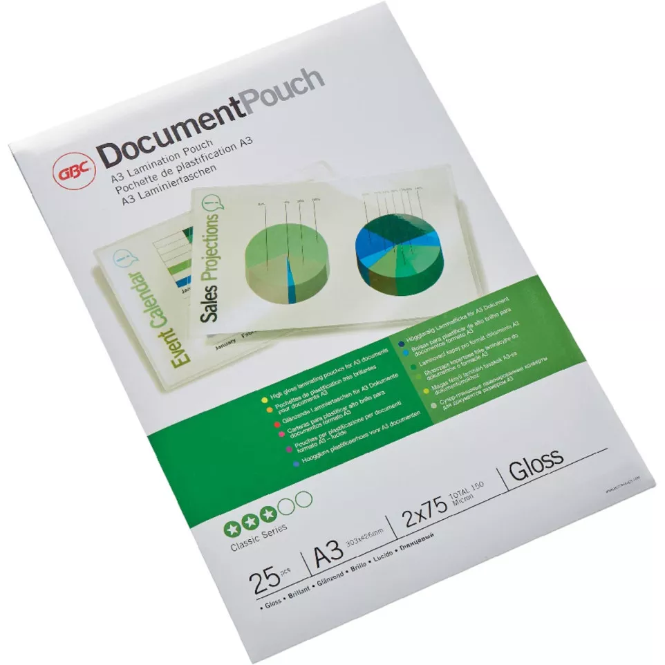 GBC A3 Laminating Pouches 150 Micron...