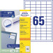 Avery Zweckform 3666, Universele etiketten, Ultragrip, wit, 100 vel, 65 per vel, 38 x 21,2 mm