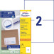 Avery Zweckform 3655, Universele etiketten, Ultragrip, wit, 100 vel, 2 per vel, 210 x 148 mm