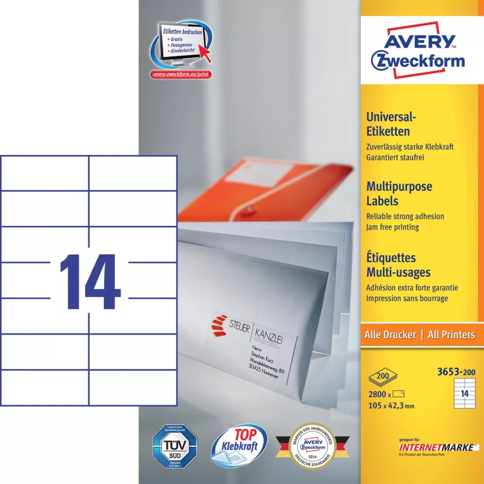 Avery Zweckform 3653, Universele...