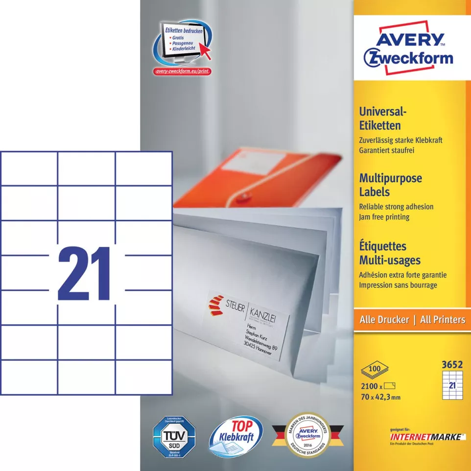 Avery Zweckform 3652, Universele...