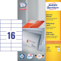 Avery Zweckform 3484, Universele etiketten, Ultragrip, wit, 200 vel, 16 per vel, 105 x 37 mm