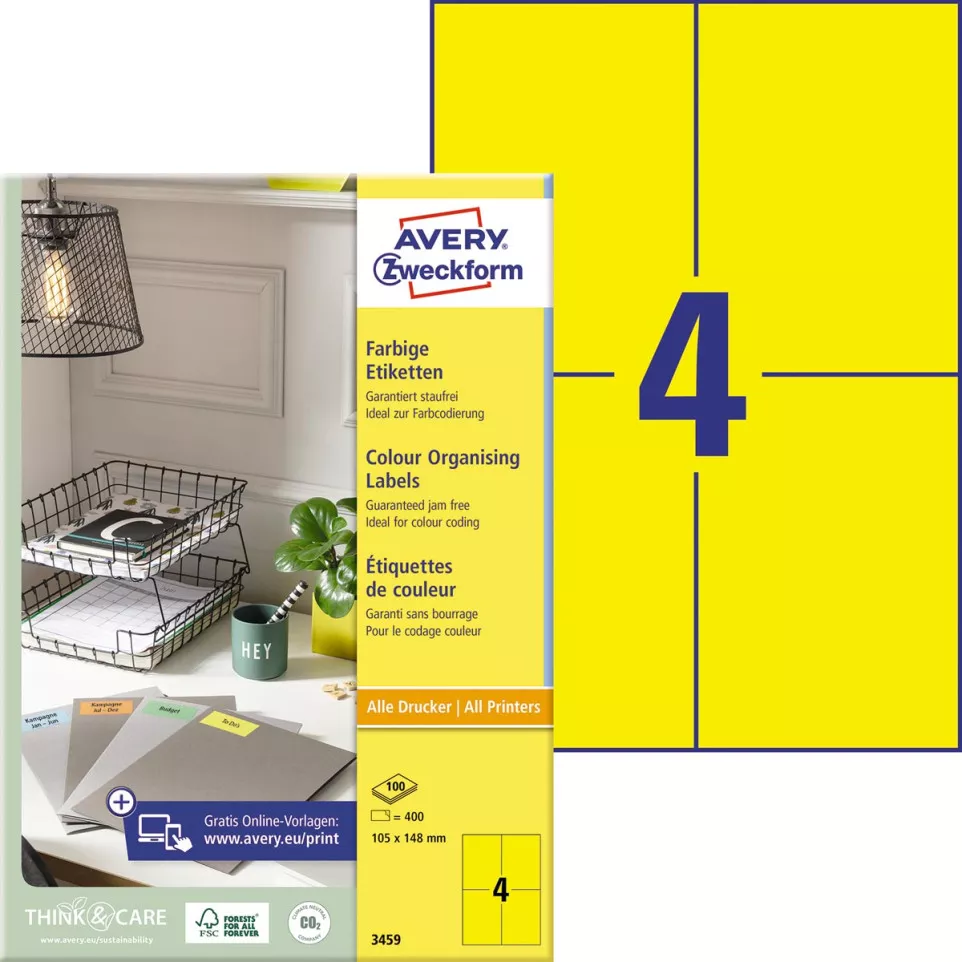 Avery gekleurde universele etiketten...