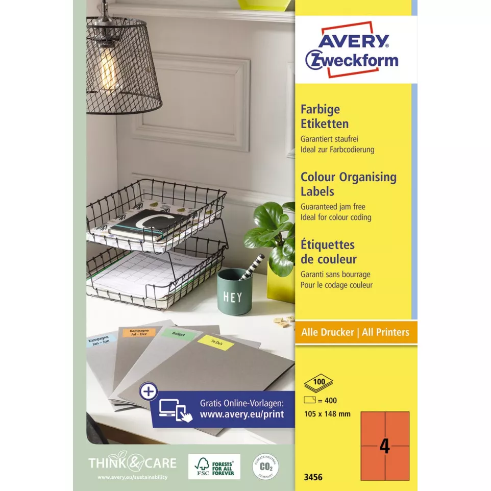 Avery gekleurde universele etiketten...