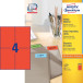 Avery Dennison Universal Colored Labels 105 x 148 mm, 400 Pieces, Red