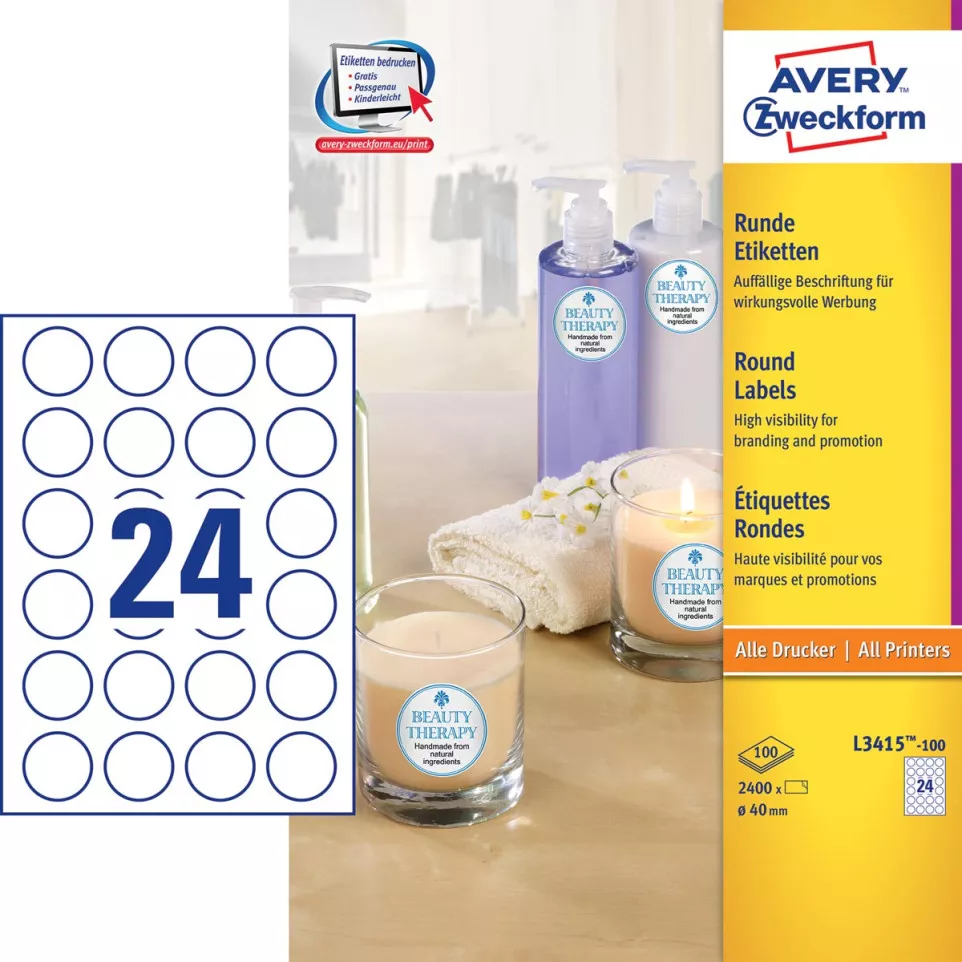 Avery Zweckform L3415-100 ronde...