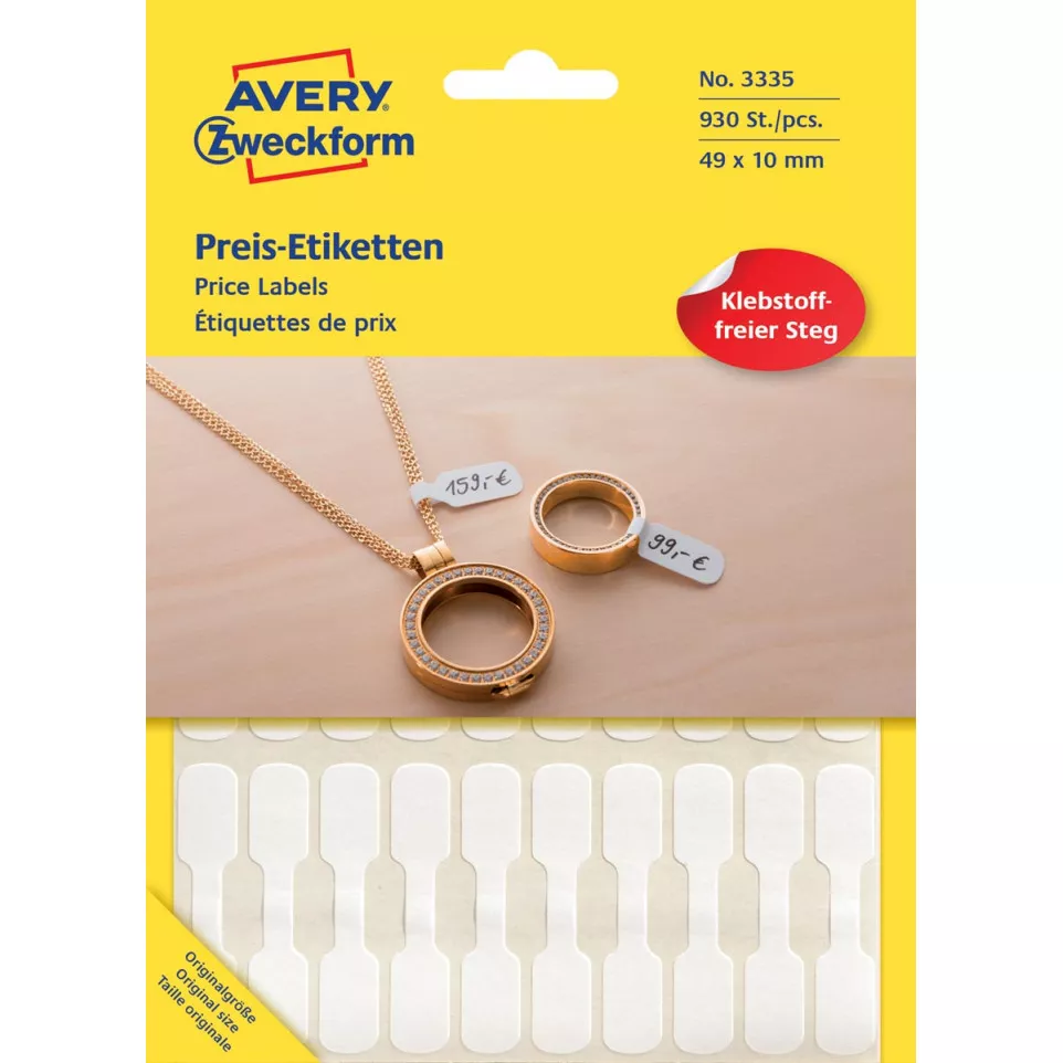 Avery étiquettes pour bijoux, blister...