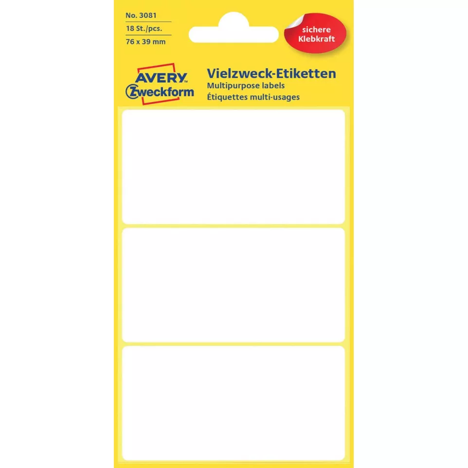 Avery Dennison White Labels 76 x 39...